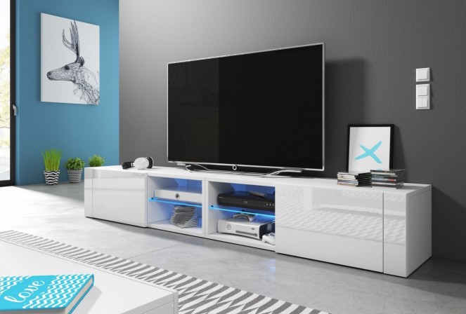TRAVIS - 200CM TV-BÄNK MED BLÅ LED-BELYSNING