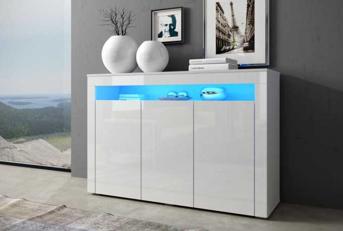 SOFIA - 130CM VIT MÖBEL M. LED-BELYSNING