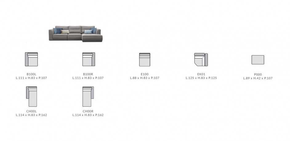 SUNN - BYGGBAR SOFFA (CH00R + E100 + B100L)
