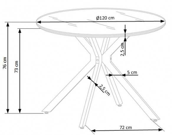 LUKA - Ø120CM SVART/VIT GLASBORD