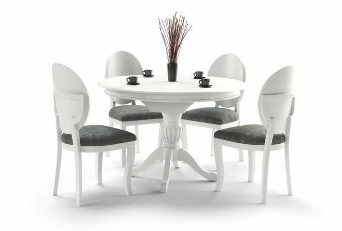 KRISPIN - 90-124CM RUNT VITT MATBORD