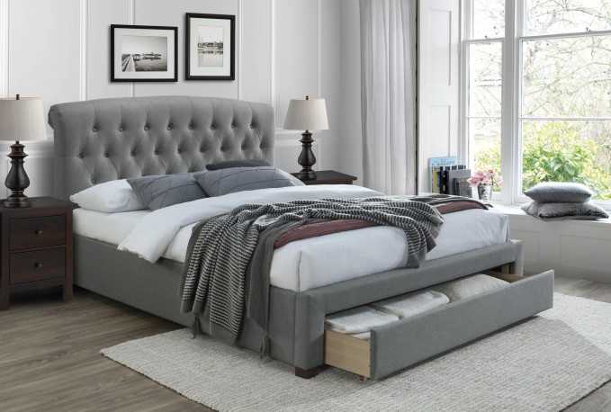 CARDA - 160CM GRÅ SÄNG MED FÖRVARING