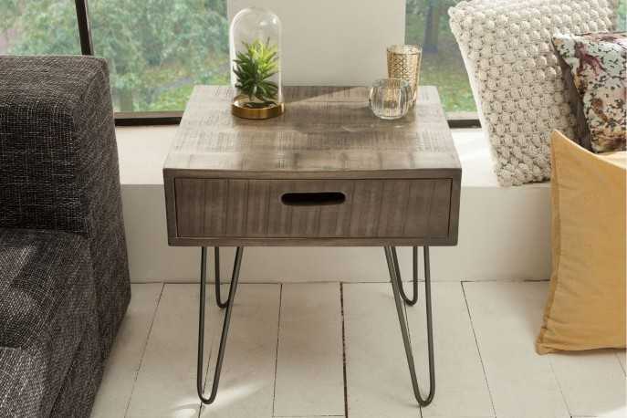 JOLINE - 50CM SIDOBORD I GRÅ MANGOTRÄD