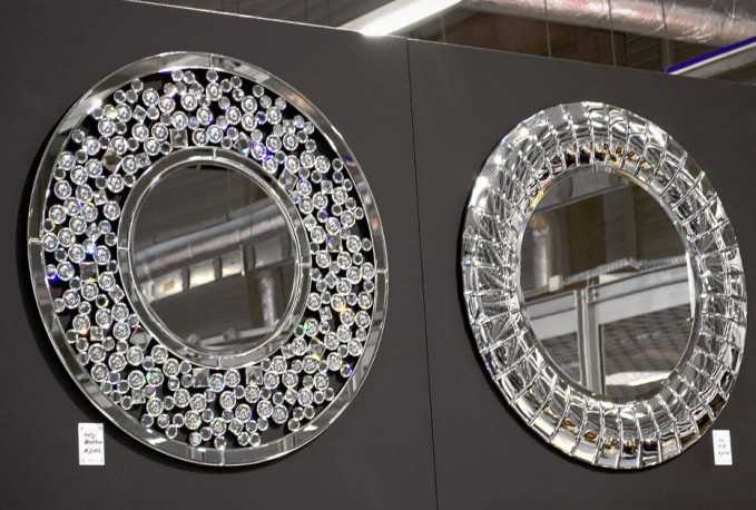 ARANDA - 80X80CM RUND SPEGEL M. KRISTALLSTENAR