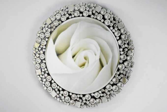 ARANDA - 70X70CM RUND SPEGEL M. KRISTALLSTENAR