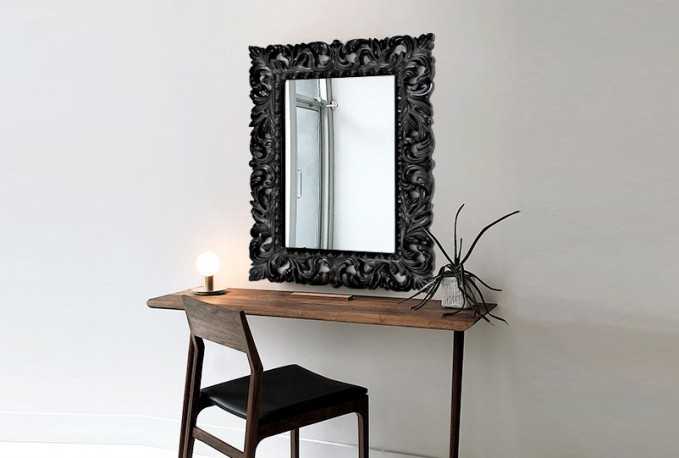 BRINKA - 80X100CM SVART SPEGEL I BAROCKSTIL