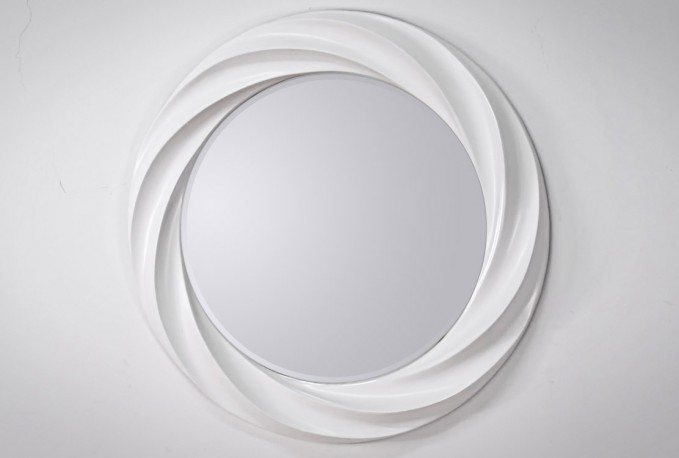 SVERRE - 80X80CM RUND VITLACKAD SPEGEL