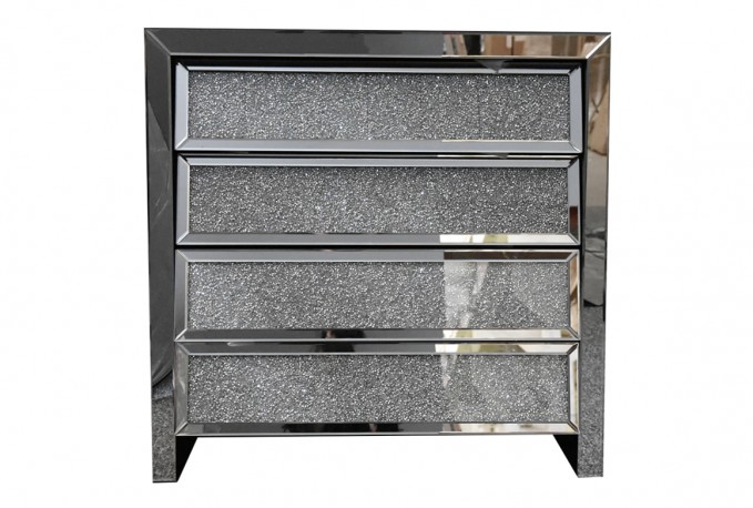 DANIELLA - 91X91CM SIDEBOARD/SKÄNK I SPEGELGLAS M. KRISTALLDETALJER