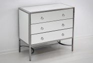 KATI -  81X76CM SIDEBOARD/SKÄNK ROSTFRITT STÅL I SILVER/VITT GLAS