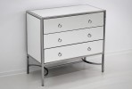 KATI -  81X76CM SIDEBOARD/SKÄNK ROSTFRITT STÅL I SILVER/VITT GLAS