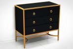 KATI -  50X55CM SIDEBOARD/SKÄNK ROSTFRITT STÅL I GULD/SVART GLAS
