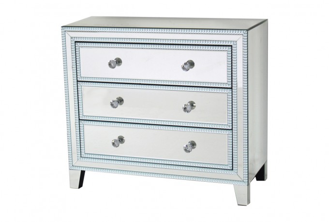 AXIA - 91X81CM SIDEBOARD/SKÄNK I SPEGELGLAS M. KRISTALLSTENAR