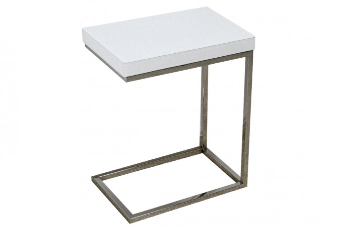 EDLA - 47X57CM SOFF/SIDOBORD I SILVER/VITT GLAS