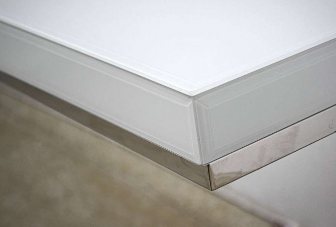 EDLA - 47X57CM SOFF/SIDOBORD I SILVER/VITT GLAS