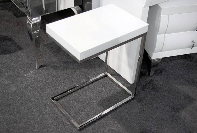 EDLA - 47X57CM SOFF/SIDOBORD I SILVER/VITT GLAS