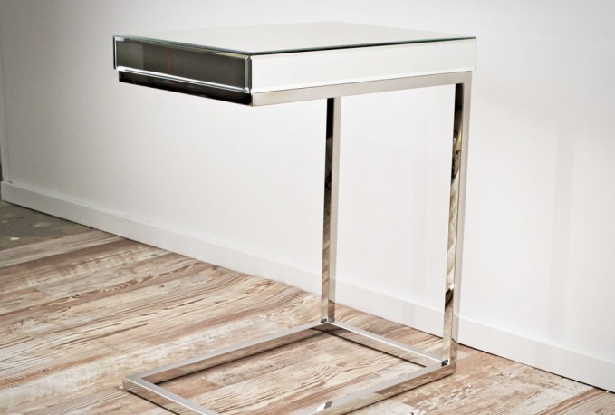 EDLA - 47X57CM SOFF/SIDOBORD I SILVER/SPEGELGLAS