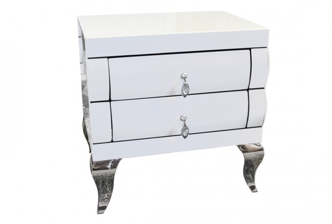 SIGGE - 51X52CM SÄNGBORD I VITT FASAD GLAS