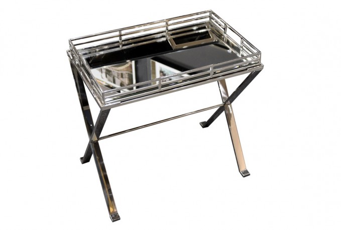 LONE - 57X55CM SIDOBORD/SOFFBORD I SILVER/TRANSPARENT GLAS