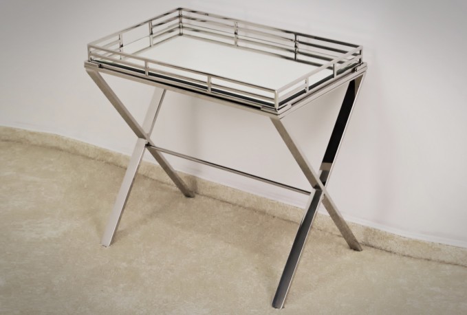 LONE - 57X55CM SIDOBORD/SOFFBORD I SILVER/TRANSPARENT GLAS