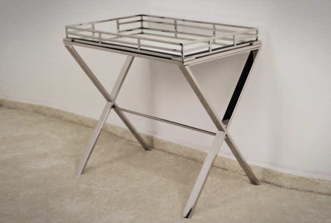 LONE - 57X55CM SIDOBORD/SOFFBORD I SILVER/TRANSPARENT GLAS