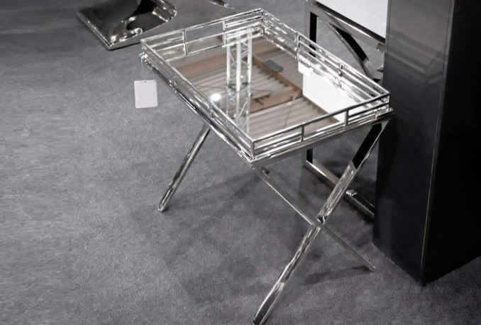 LONE - 57X55CM SIDOBORD/SOFFBORD I SILVER/TRANSPARENT GLAS