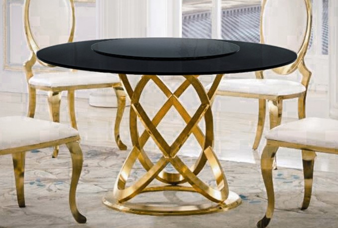 NEO - Ø130CM MATBORD I GULD/SVART GLAS