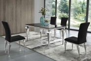 IOLA - 200X100CM MATBORD I SILVER/SVART GLAS
