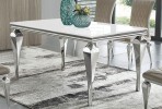 IOLA - 200X100CM MATBORD I SILVER/VITT GLAS