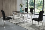 IOLA - 150X90CM MATBORD I SILVER/SVART GLAS