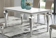 IOLA - 150X90CM MATBORD I SILVER/VITT GLAS