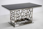 NIDAWI - 200X100CM MATBORD ROSTFRITT STÅL/SVART GLAS