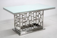 NIDAWI - 150X90CM MATBORD ROSTFRITT STÅL/VITT GLAS