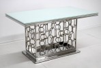 NIDAWI - 150X90CM MATBORD ROSTFRITT STÅL/VITT GLAS