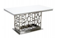 NIDAWI - 150X90CM MATBORD ROSTFRITT STÅL/VITT GLAS