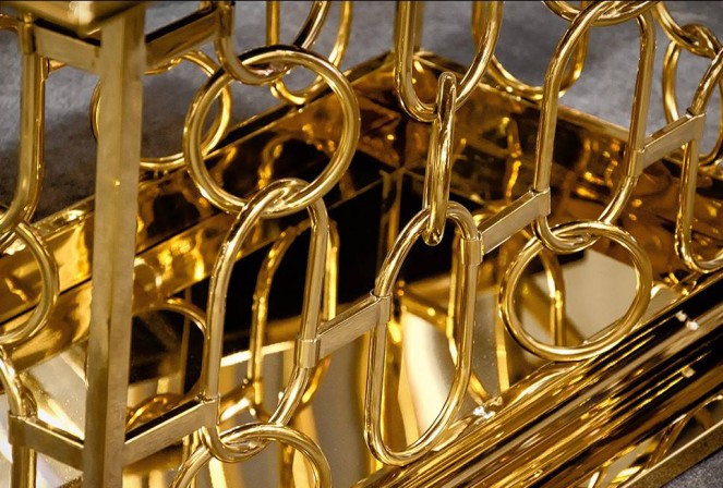 NIDAWI - 150X90CM MATBORD ROSTFRITT STÅL I GULD/VITT GLAS 2