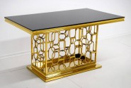 NIDAWI - 150X90CM MATBORD ROSTFRITT STÅL I GULD/SVART GLAS