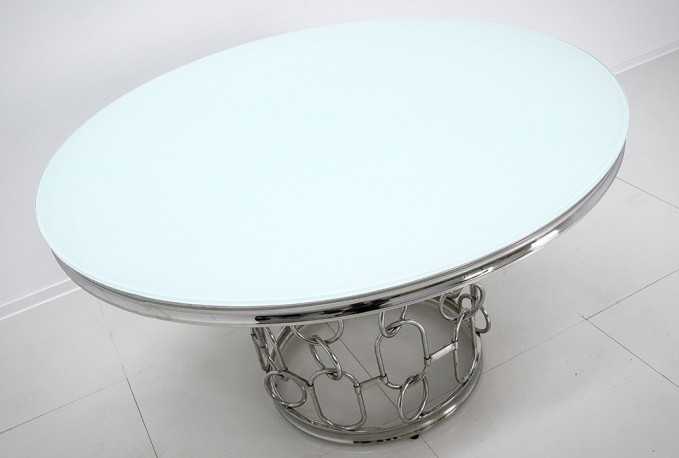 NIDAWI - Ø130CM MATBORD ROSTFRITT STÅL/VITT GLAS