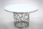 NIDAWI - Ø130CM MATBORD ROSTFRITT STÅL/VITT GLAS