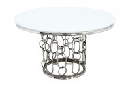NIDAWI - Ø130CM MATBORD ROSTFRITT STÅL/VITT GLAS