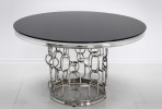 NIDAWI - Ø130CM MATBORD ROSTFRITT STÅL/SVART GLAS