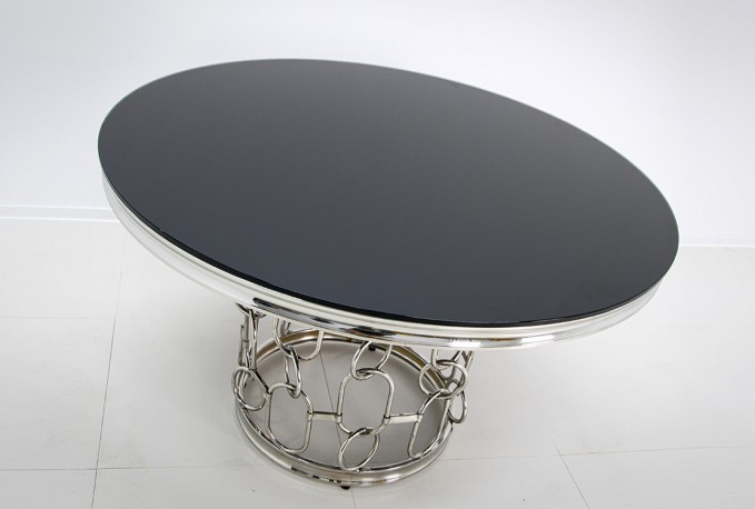NIDAWI - Ø130CM MATBORD ROSTFRITT STÅL/SVART GLAS