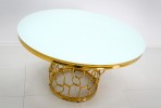 NIDAWI - Ø130CM MATBORD ROSTFRITT STÅL I GULD/VITT GLAS