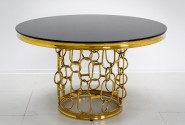NIDAWI - Ø130CM MATBORD ROSTFRITT STÅL I GULD/SVART GLAS