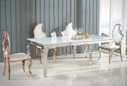 LUIS - 200X100CM MATBORD I SILVER/VITT GLAS