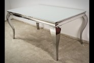 LUIS - 200X100CM MATBORD I SILVER/VITT GLAS
