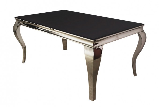 LUIS - 200X100CM MATBORD I SILVER/SVART GLAS