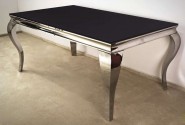 LUIS - 200X100CM MATBORD I SILVER/SVART GLAS