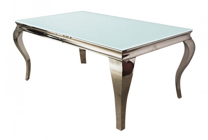 LUIS - 200X100CM MATBORD I SILVER/VITT GLAS