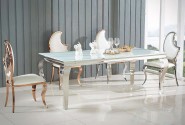 LUIS - 100X200CM MATBORD I SILVER/VITT GLAS