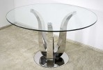CLARA - Ø130CM MATBORD I ROSTFRITT STÅL/GLASSKIVA
